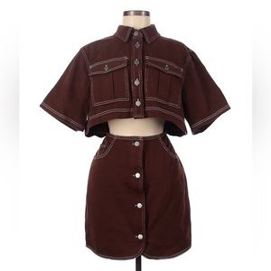 C/MEO Collective Brown canvas utility style dress